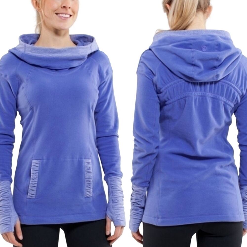 Lululemon Apres Run Pullover Fleece Hoodie Persian Purple Cowl Neck Funnel 6